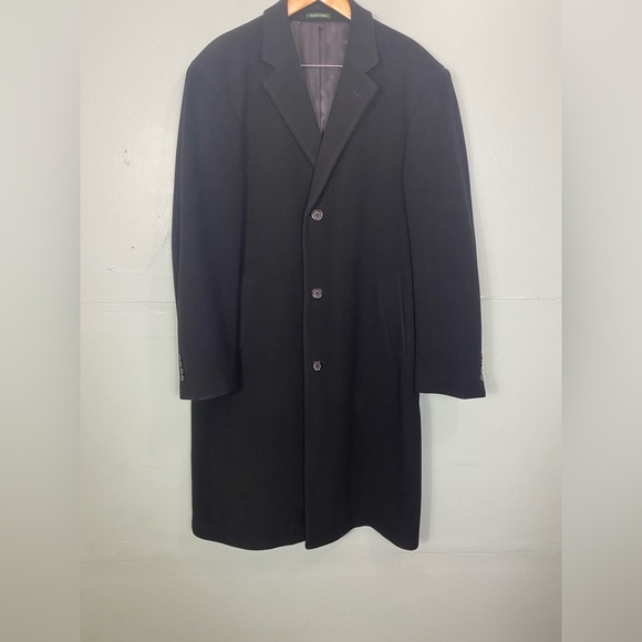 Lauren‎ Ralph Lauren Wool Cashmere Black Pea Long Coat Overcoat Size 44 Long